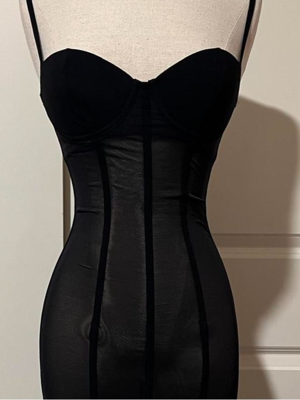 Victoria's Secret Black Mesh Sheer Lingerie Bodycon Slip Dress 36B